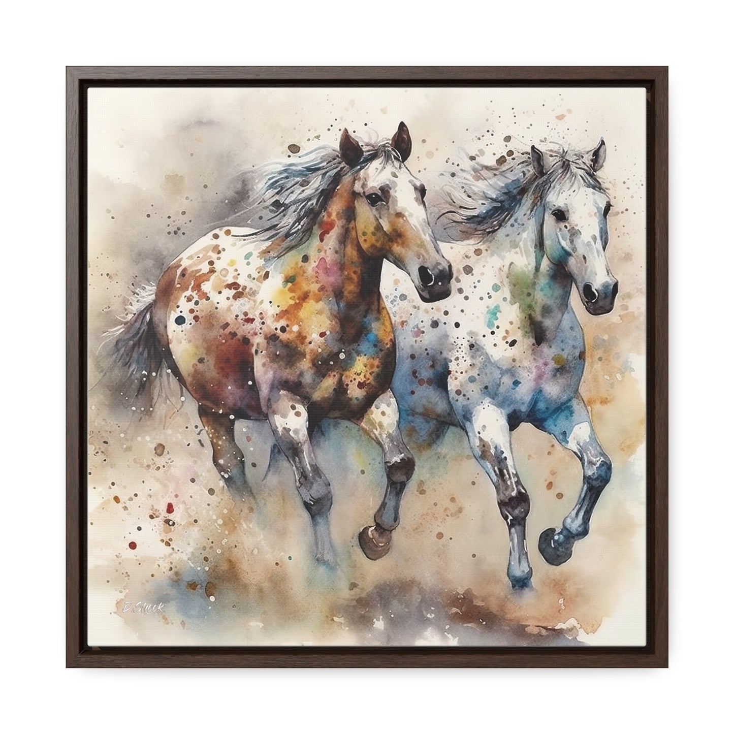 Wild Appaloosa Horses Gallery Canvas Wraps, Square Frame