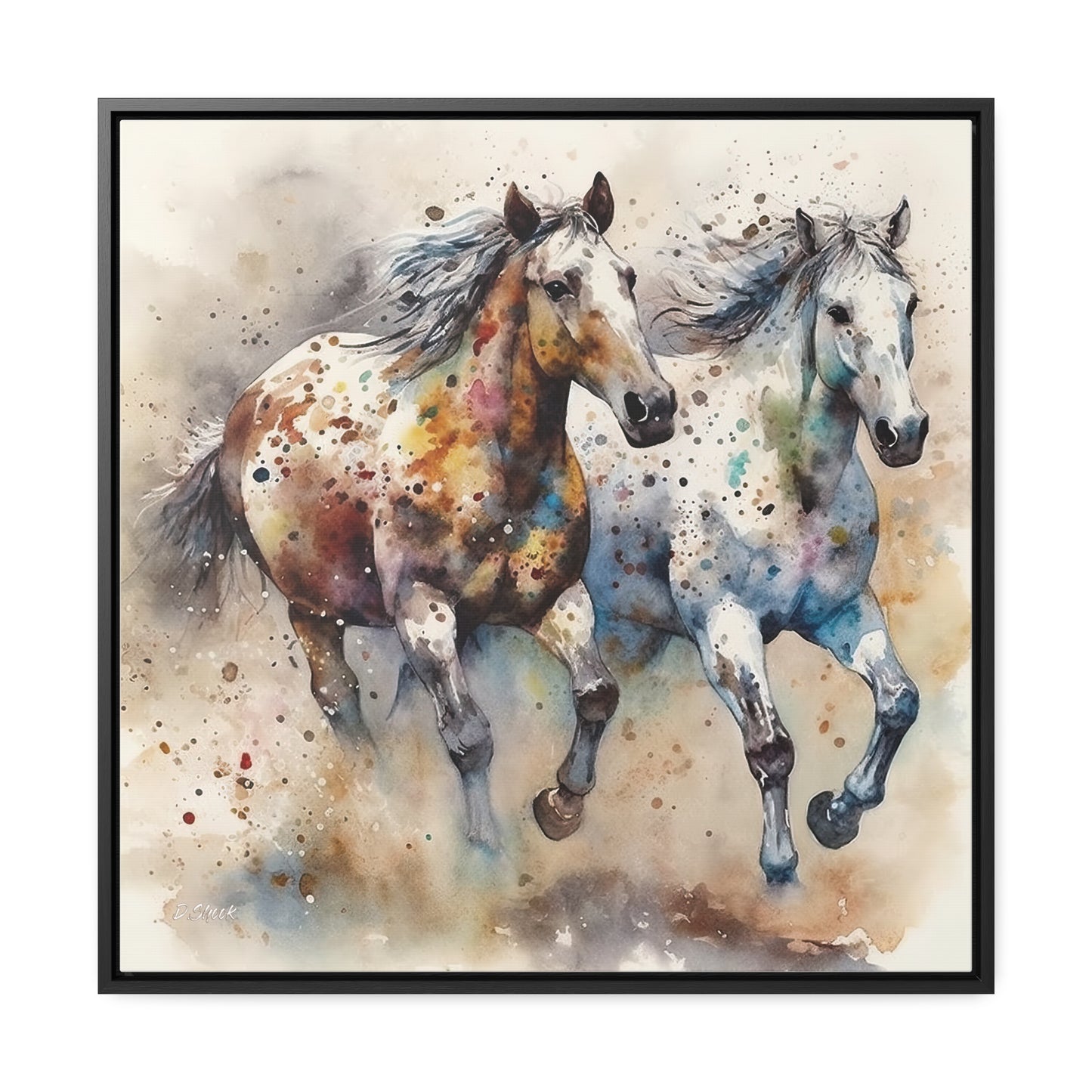 Wild Appaloosa Horses Gallery Canvas Wraps, Square Frame
