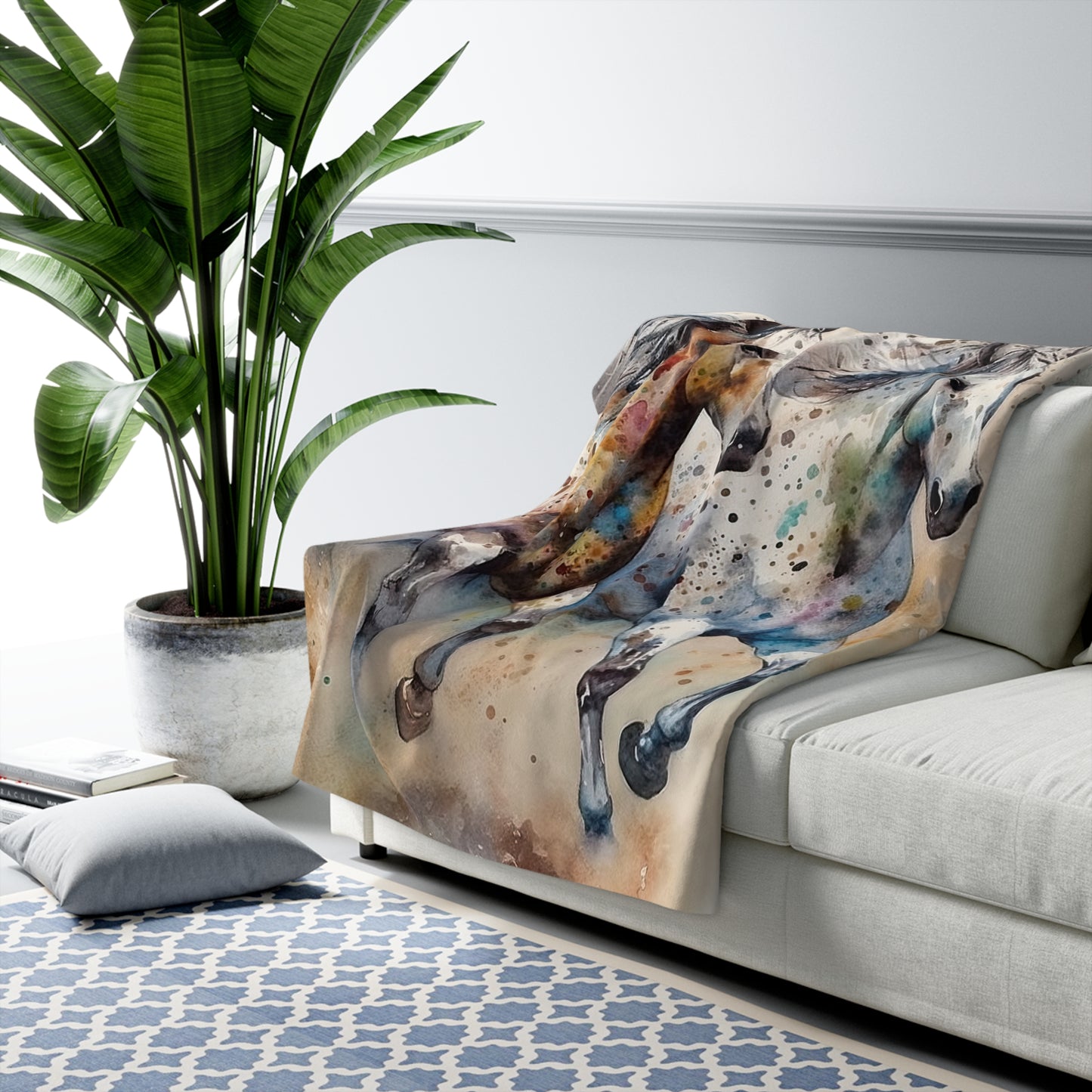 Wild Appaloosa Horses Sherpa Fleece Blanket