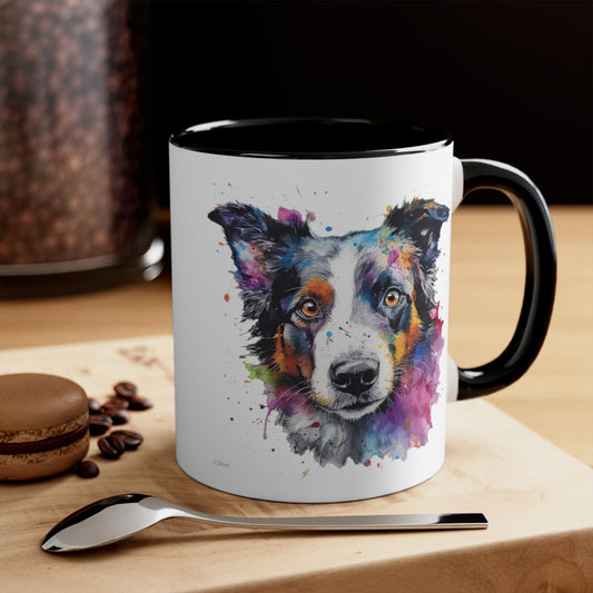 Border Collie 1 Accent Mugs