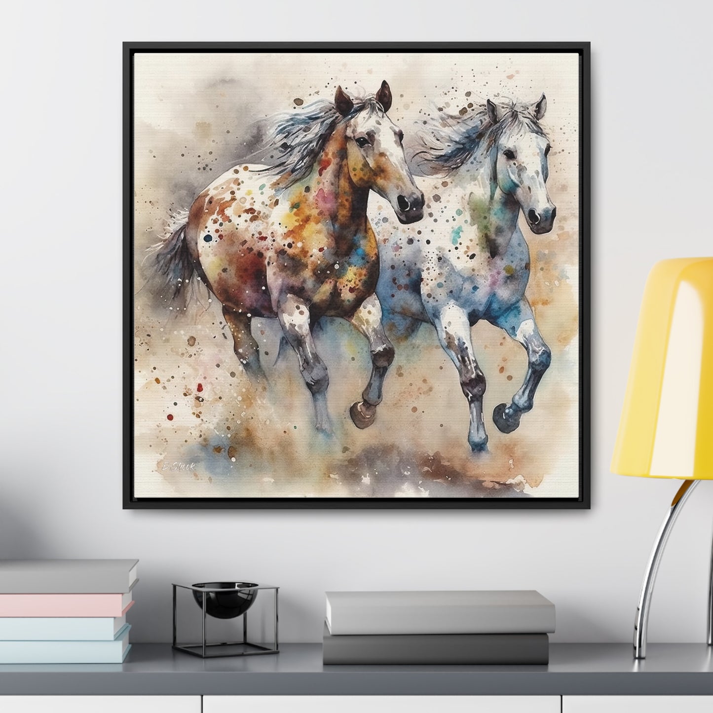 Wild Appaloosa Horses Gallery Canvas Wraps, Square Frame