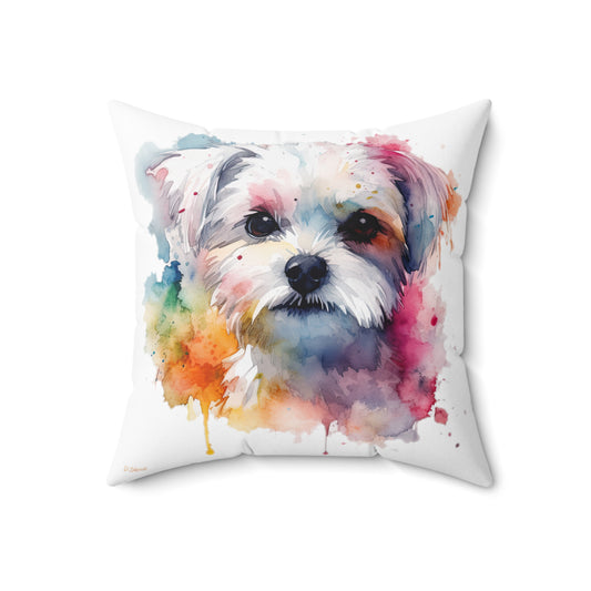 Maltese Dog 1 Spun Polyester Square Pillow