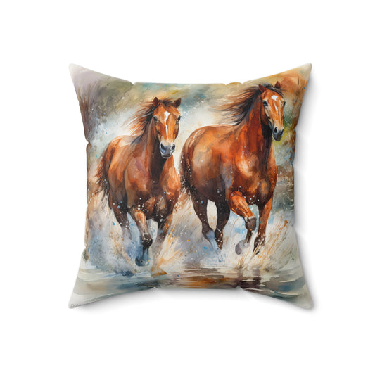 Horse Rescue 17 Spun Polyester Square Pillow