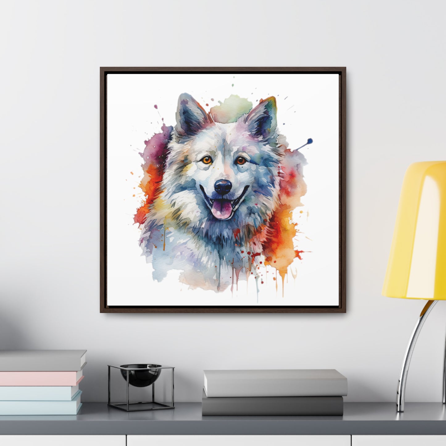 American Eskimo Dog 3 Gallery Canvas Wraps, Square Frame