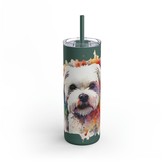Maltese Dog 2 Maars Maker Skinny Matte Tumbler, 20oz