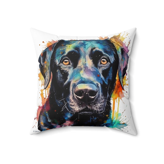 Black Lab 1 Spun Polyester Square Pillow