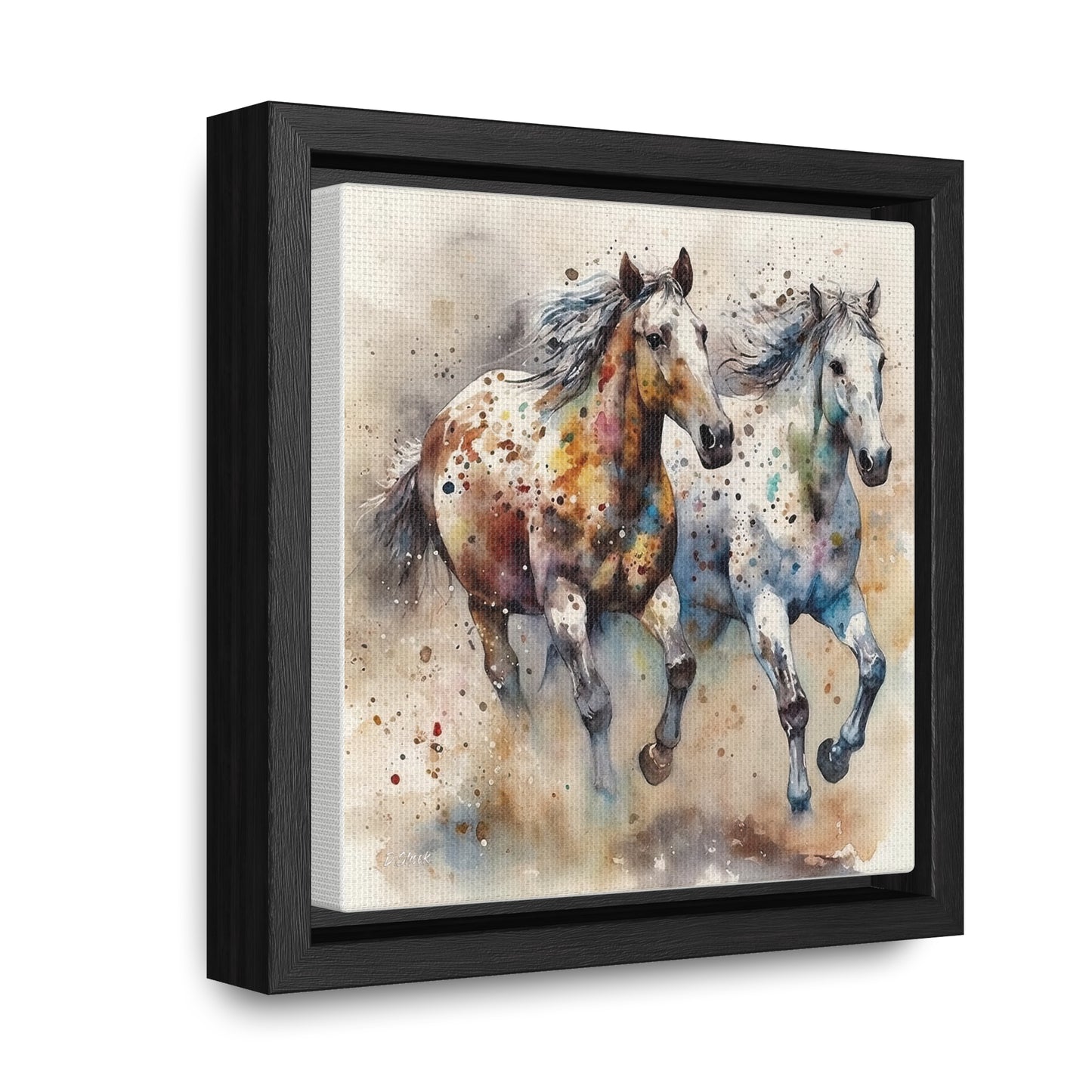 Wild Appaloosa Horses Gallery Canvas Wraps, Square Frame